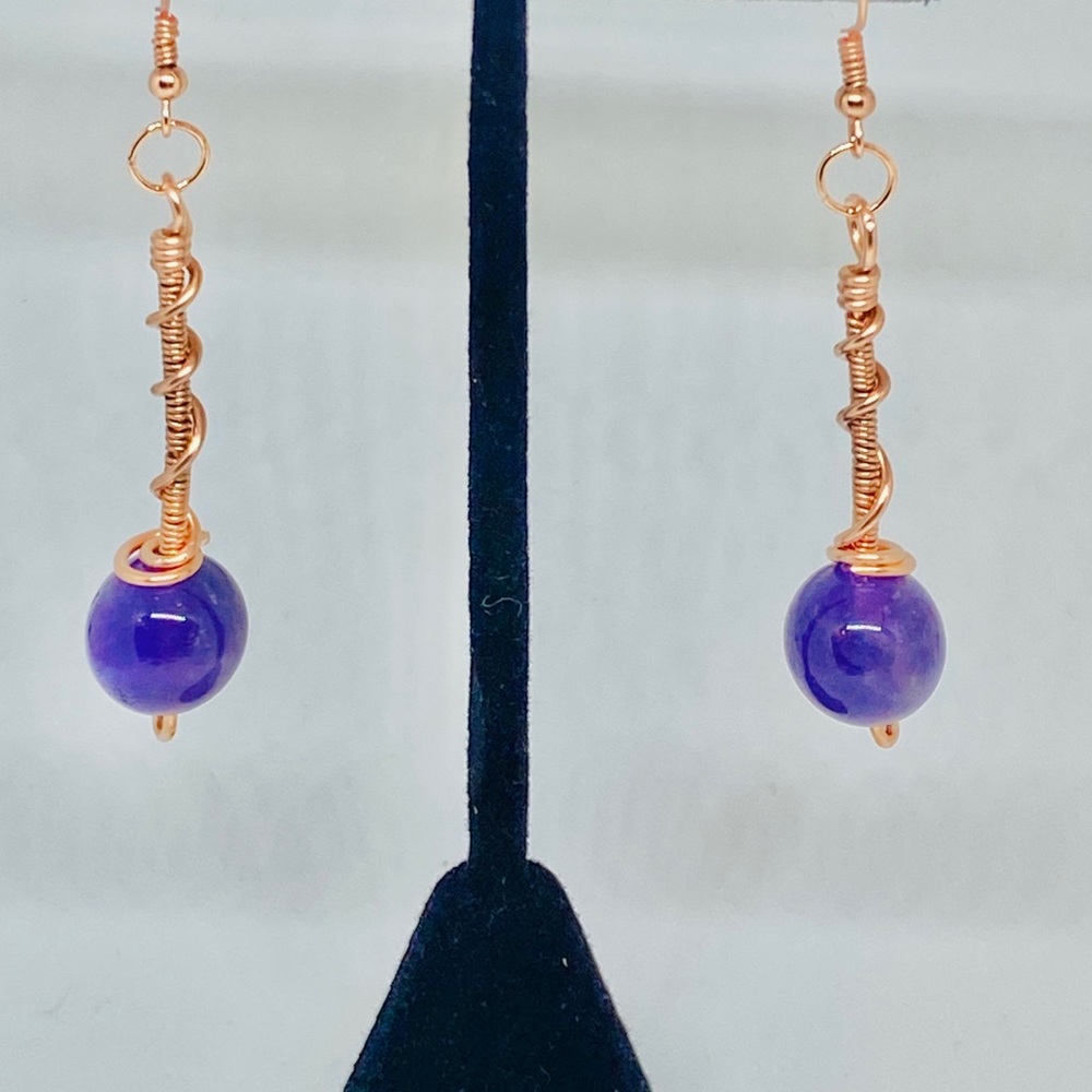Polished Amethyst Stone Earrings